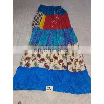 Women's Designer Handmade Cotton Printed Blue Skirt girls wear long Dress party Wear