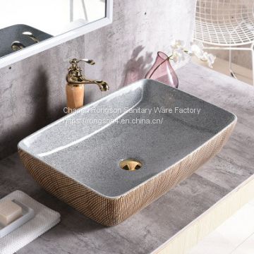 Colorful odorless non toxic no hole ceramic bathroom sink bowl