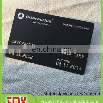 Black Metal stainless steel barcode Cards with signature