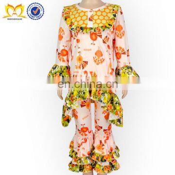 Thanksgiving Turkey Dressy Children Girl Winter Ruffle Clothes Wholesale Kids Girl Set photo-4