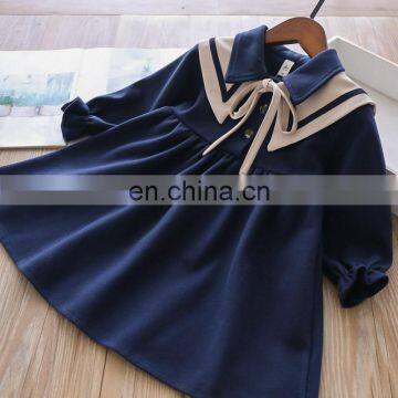 New 2-color shawl-style woolen cloth lapel dress, girl's skirt, children's wear