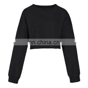 OEM Custom Logo 2020 Under Boob Raw Edge Womens Lantern Long Sleeve Blouse Pullover Crop Top photo-6