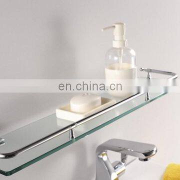 Flat Polished Edge Tempered Wall Mounted Bathroom Glass Shelf photo-4