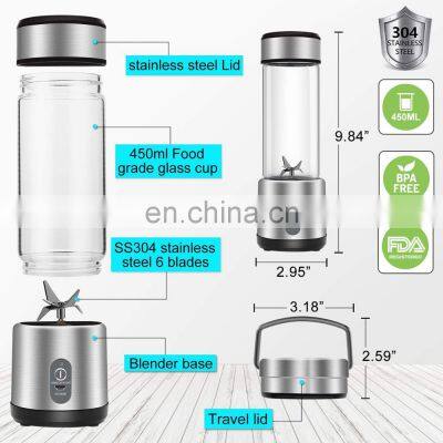 Metal 450ml 6 Blades Rechargeable Usb Juicer Cup photo-3