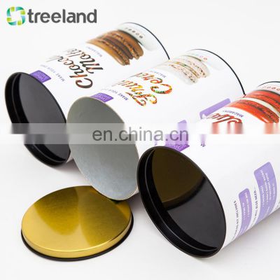 Factory Direct Sale Biodegradable Cardboard Paper Tube Gift Box Custom Round Food Grade Paper Tube with Metal Lid