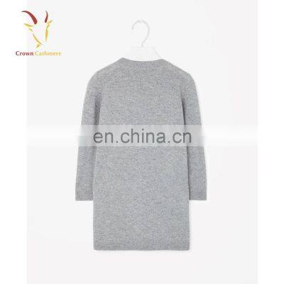 Girls 100% Pure Cashmere Round Neck Long Dress Sweater photo-2