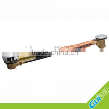 Ningbo Guida Brass bathtub waste drain shower faucet accessories with push button /copper color pipe