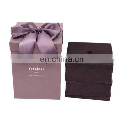 Custom Luxury Paper Gift Set Box Packaging for Artificial Enchanted Preserved Real Rose Flowers Led Lights in Glass