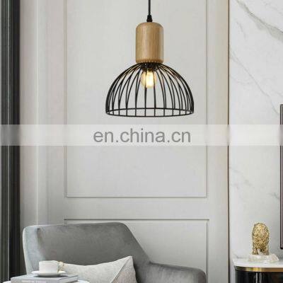 HUAYI New Model Indoor Living Room Hotel Decoration Iron Wood 60W LED Pendant Lamp