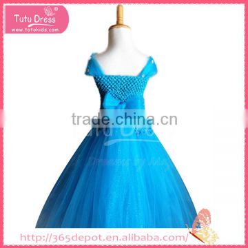 Elegant princess costume skyblue cap sleeve A-line maxi gauze dress halloween costume                        
                                                                                Supplier's Choice