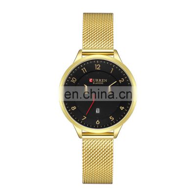 CURREN 9035 Women's Watches Simple Style Quartz Movement Auto Date Stainless Steel Band Watches