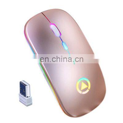 Drop Shipping Orginal Ultra-Thin Mini A2 Wireless Mouse Silent Mute Rechargeable LED Colorful Lights Computer Mouse photo-4
