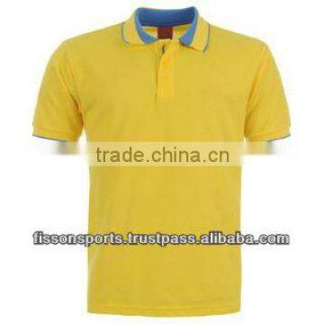 Yellow Polo T-shirt with Blue Collar