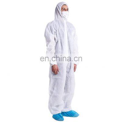 safety industrial disposable pp 50gsm men coverall labour supply chemical suit with hood