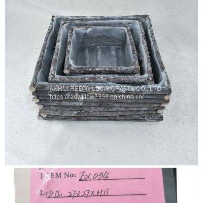 Square Shape Willow Wood Planter photo-2