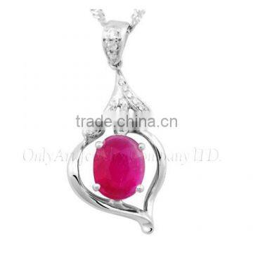 wedding gift party engagement fashion jewelry 925 sterling sliver pendant with red CZ for girl