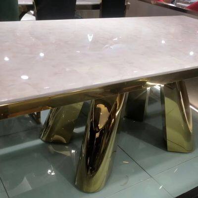 Modern Luxury Gold Stainless Steel Base Dining Tables With Marble Top For Dining Room Furniture Dining Table Set