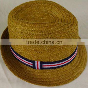 New Design Brown Paper Straw Fedora Hat For Man