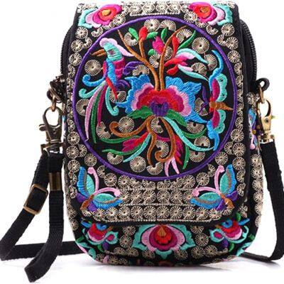 Vintage embroidery Crossbody Bag Cellphone Pouch Coin Purse