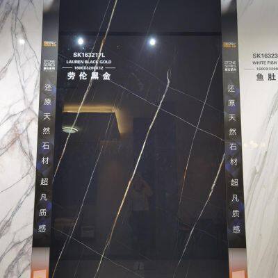 Lauren Black Sintered Stone Slab Fashion Design Black Artificial Stone Wholesale photo-2
