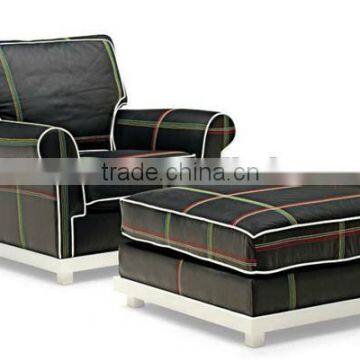 classic leather sofa with stool PFS3408