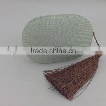 newest lady lt.green straw woven evening bag