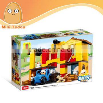 High quality educational DIY toys happy farm mode plastic building blocks toys for kids