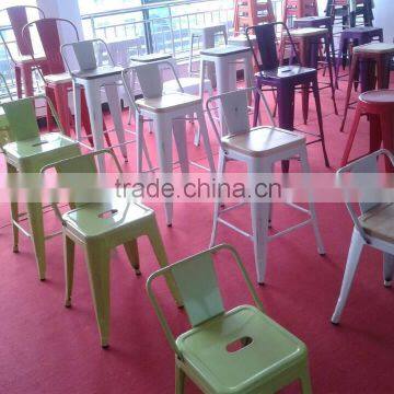 MCH-1505 Yellow Wood Stool 65cm Height Metal French Bistro Chairs photo-4