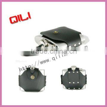 Stainless Steel Leather Hip Flask Gift Set photo-1