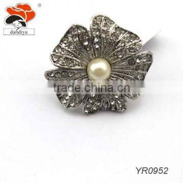 Fashion big diamond flower alloy Ring wholesale