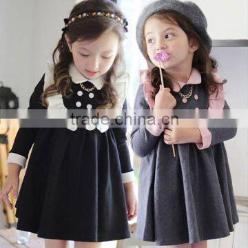 Korean Cotton Girls Princess Dress 2015 Preppy Style Kids Ruffle Dress