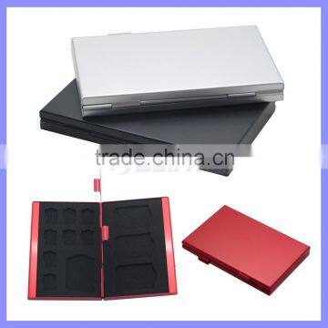 Logo Printing 12 In1 Large Capacity for 4 SD Micro SD SDHC Sdxc MMC 8 TF SIM Card Aluminum Storage Box