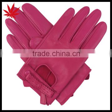 Women's unlined driving leather gloves dark pink