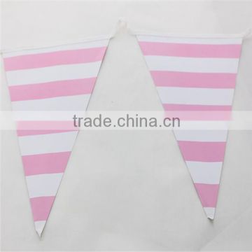 3 Meters Wedding Baby Shower Decor Pink Striped Paper Flag Banners