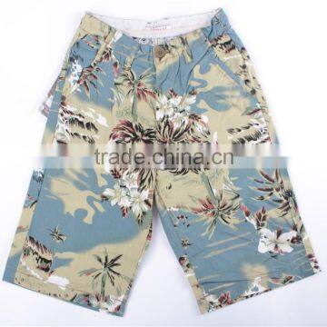 Mens cheap 100%cotton summer stocklot apparel printed shorts