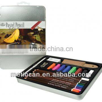 colorful Metal pastels tin case package with CMYK print