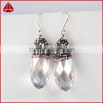 Clear quartz pave diamond new stylish earrings, wholesale designer diamond jewelry, handamde rose gemstone drop earring