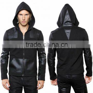 GOTHIC COTTON HOODIE PVC LEATHER BIKER MOTO GOTHIC STEAMPUNK PUNK GOTH