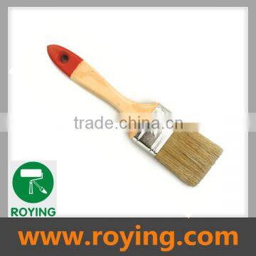 Wooden handle long bristles flat brush