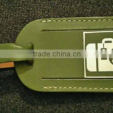 High Quality Bulk Recycled Leather Green Luggage Tag photo-2