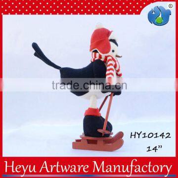 Outdoor Plush Bird With Wooden Skis Christmas Decoration photo-3