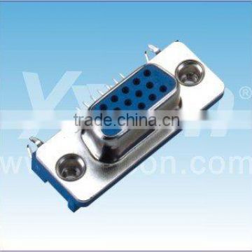 Dongguan Yxcon 15pin slim1.5mm DIP right angle with three-pronged fork D-SUB connector