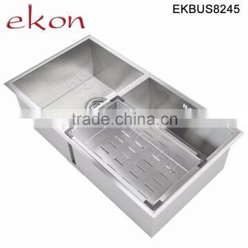 Double Bowl Stainless Steel Handmade Undermount Sink With Drainer photo-2