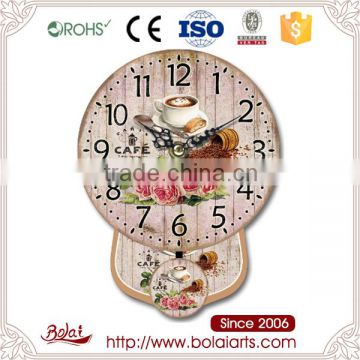 Specialized making cafe and roses design exquisite wall clock with flower picture