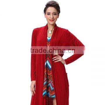 Fahion Side Vents Detail Long Sleeves Red Color Top For Girls photo-4