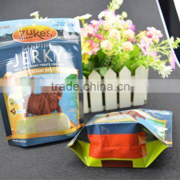 OEM custom made High quality stand up pet food bag with zipper top and clear window