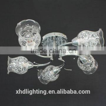 Coozen Transparent Glass with Fancy Flower Printed Chandelier Ceiling Lamp for 2016 New Year