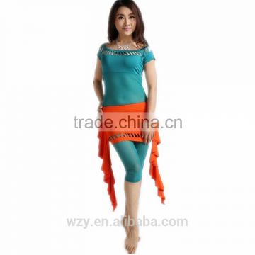 Turquoise lady bellydance costume new dresses , belly dance wear with mesh