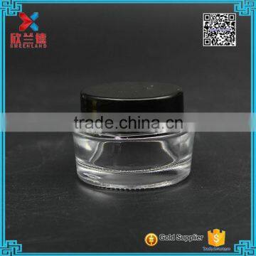 25ml clear cream packaging with black caps glass cosmetic jars