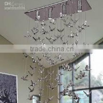 Contemporary luxury bird shape design decoration stainless steel chandelier